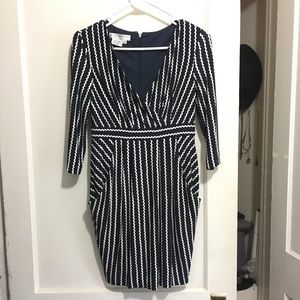{Maggy London} Navy/White Striped Dress